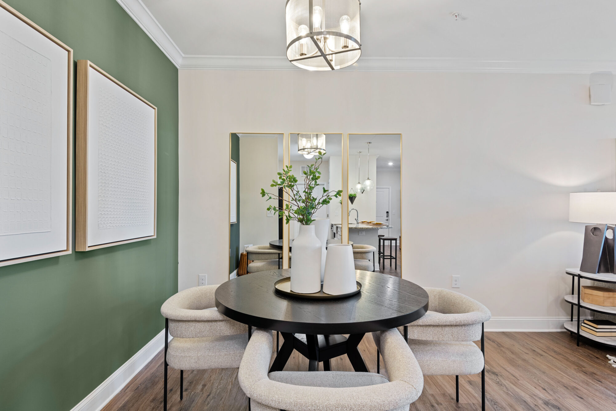 Dining area with modern furnishing and decor