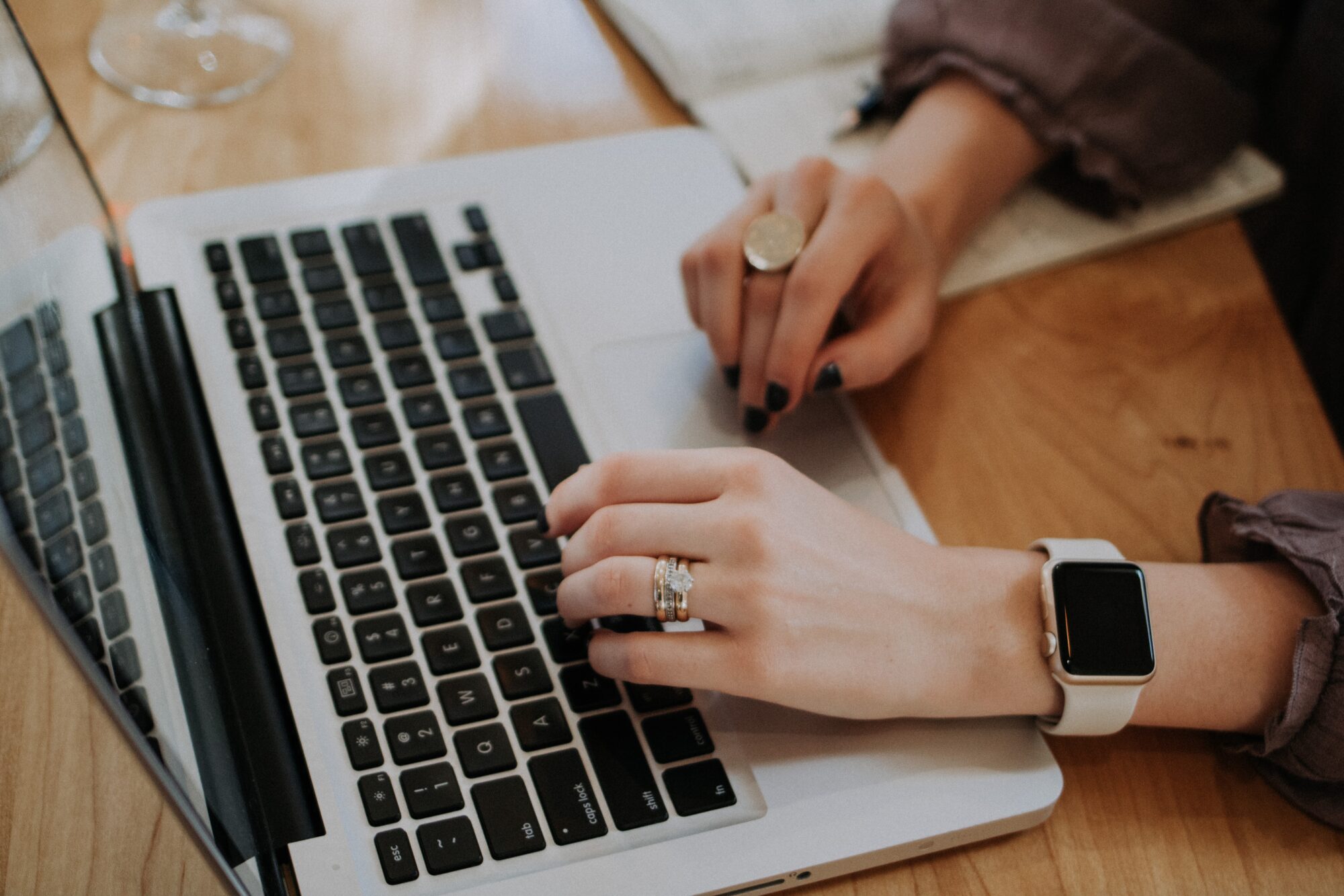 Woman working at a laptop