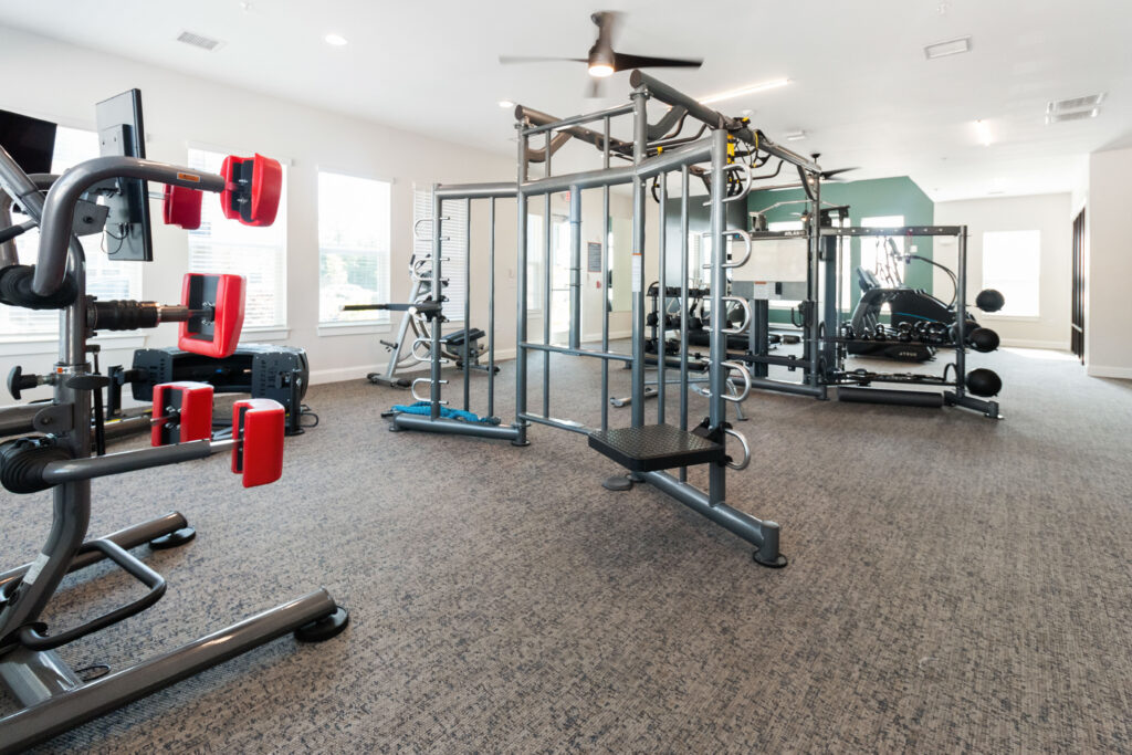 Fitness center with workout equipment